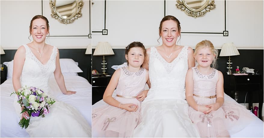 Bride with her flowers girls at the Carbis Bay Hotel wedding 