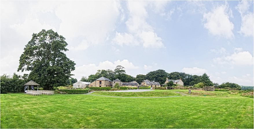 A panoramic view from the lawn at Trevenna Barns