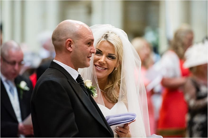Happy bride at a Truro Cathedral wedding