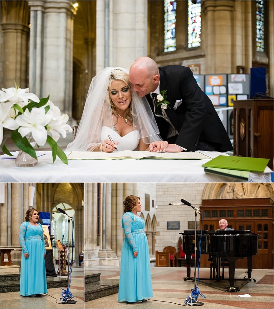 Brides daughter singing at a Truro Cathedral wedding