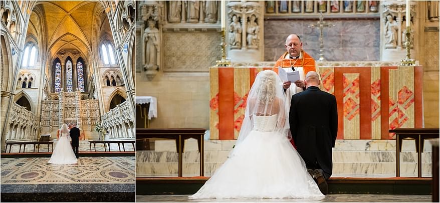 Bride and groom at the alter at Truro Cathedral