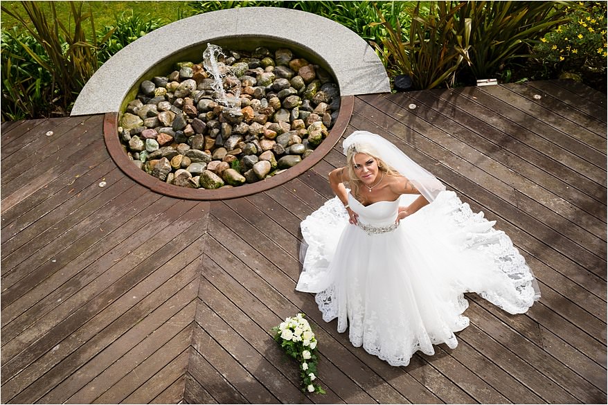 Bride on the decking at a St Michael's Hotel Wedding