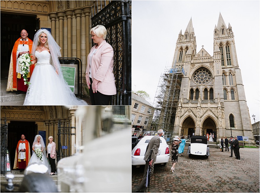 Bride about to get married at Truro Cathedral