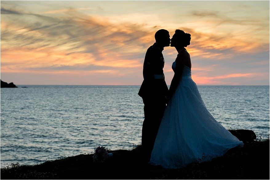 sunset in newquay for a wedding