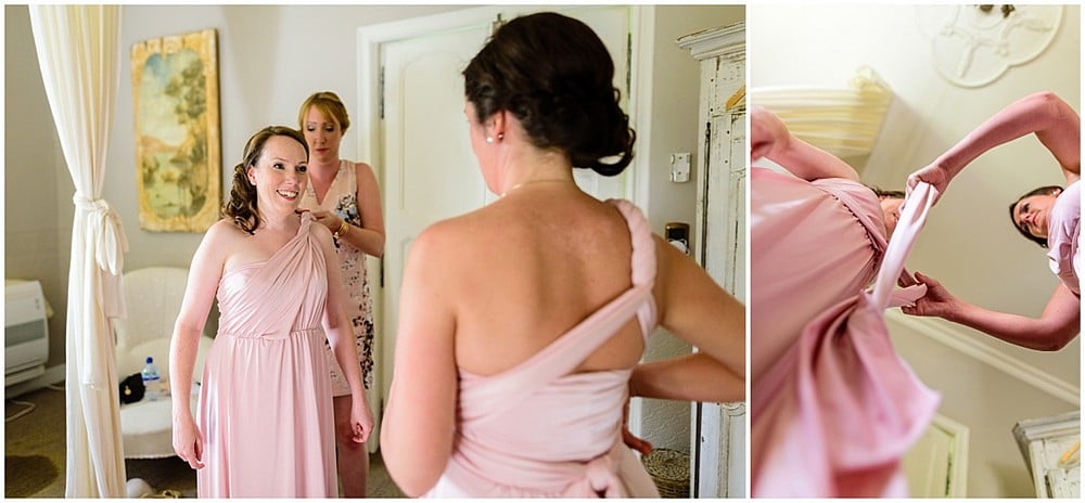 Bridesmaids getting ready for a wedding at Chateau Forge Du Roy 28