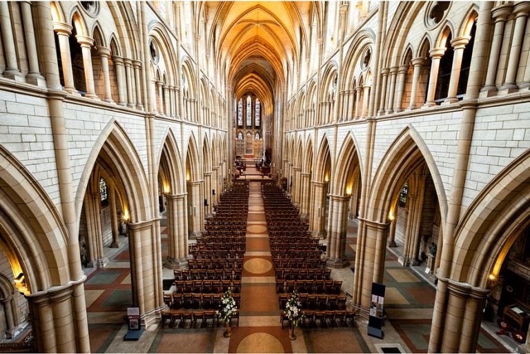 belcony view of a Truro Cathedral wedding