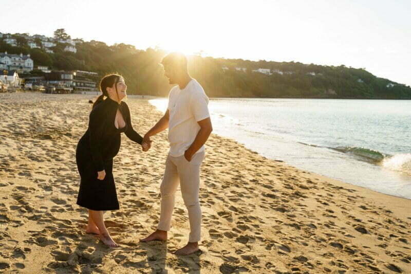 Top 10 places for a wedding proposal in Cornwall 322 golden hour wedding proposal at Carbis Bay