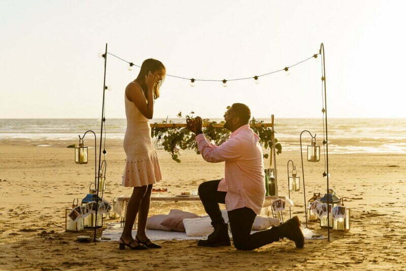 wedding proposal at Watergate Bay