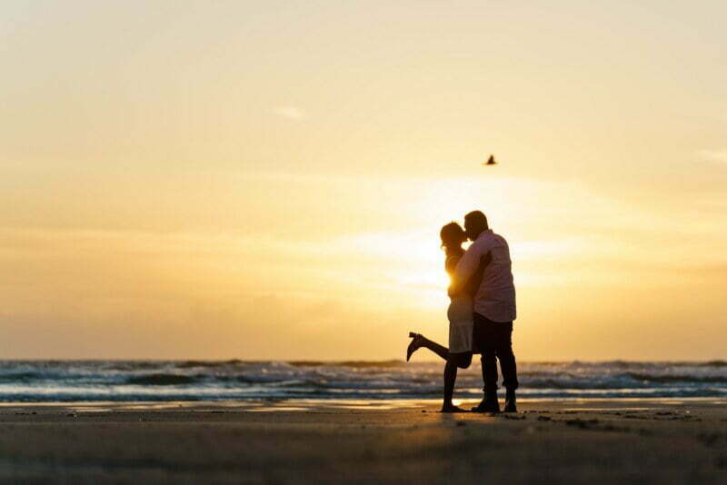 sunset wedding proposal at watergate bay