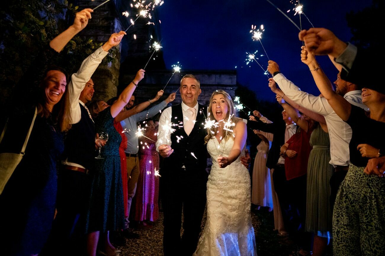 wedding sparklers at the Alverton Hotel
