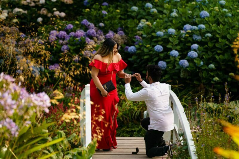 Romantic Valentines day proposal at Trebah Gardens