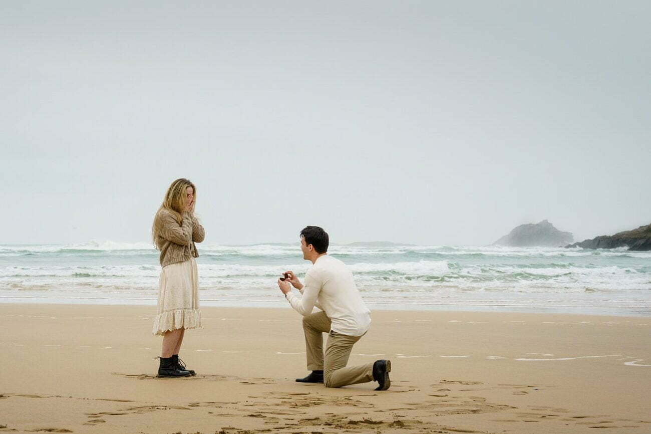 Newquay beach wedding proposal 