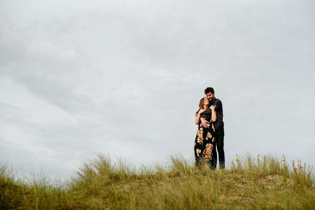 Engagement shoot in the sand dunes in Cornwall