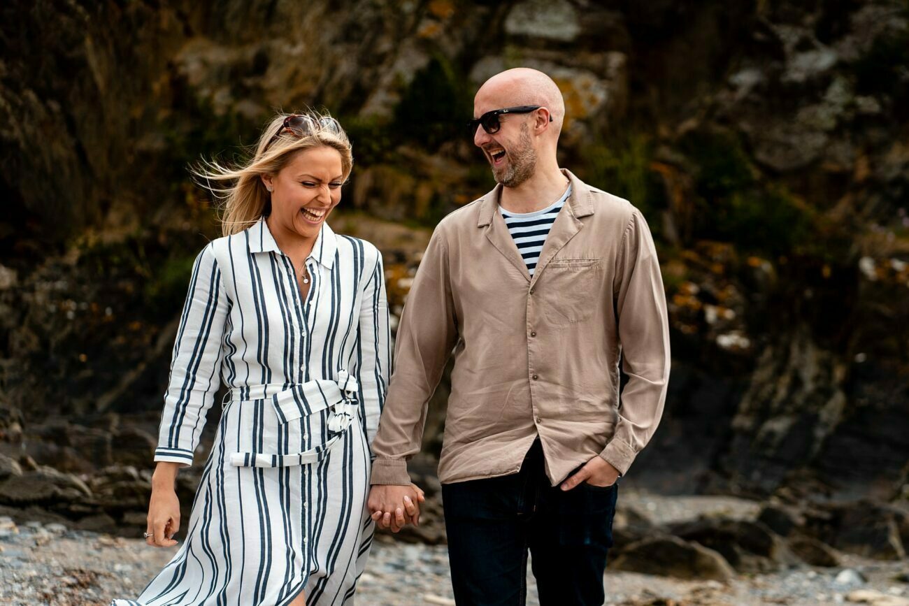 happy engagement shoot in cornwall 