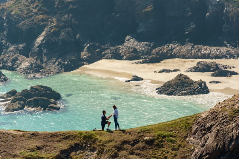 Stunning wedding proposal at Kynance Cove 8 proposing at Kynance cove