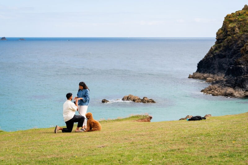 Stunning wedding proposal at Kynance Cove 5 cliff top proposal in cornwall