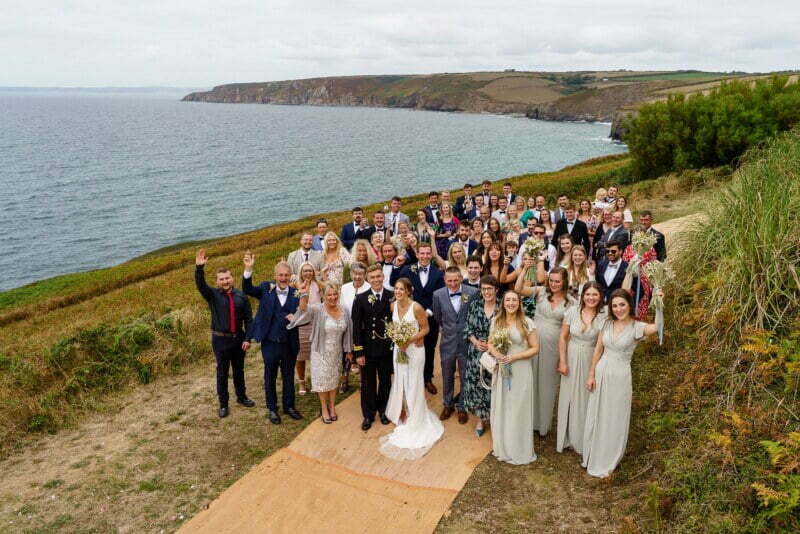 wedding group photograph at beacon crag