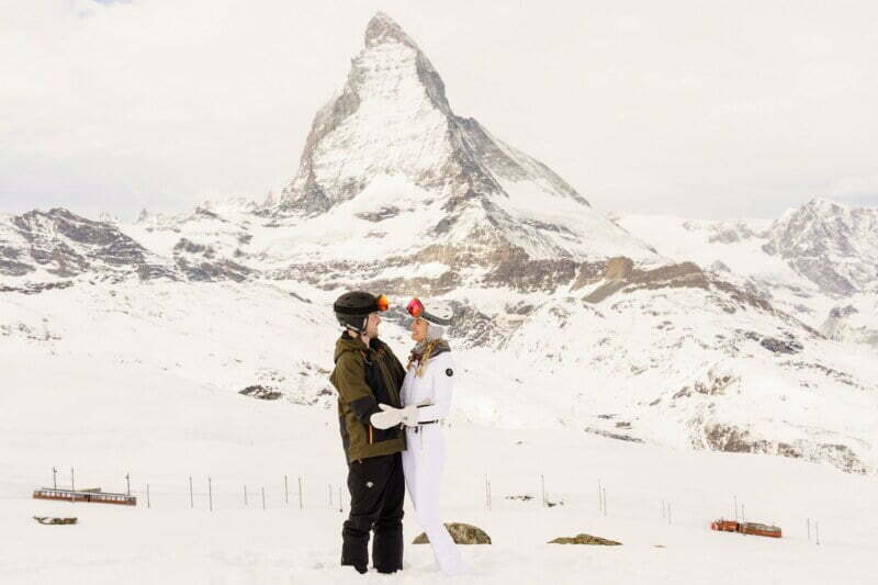 ski pre wedding shoot in zermatt