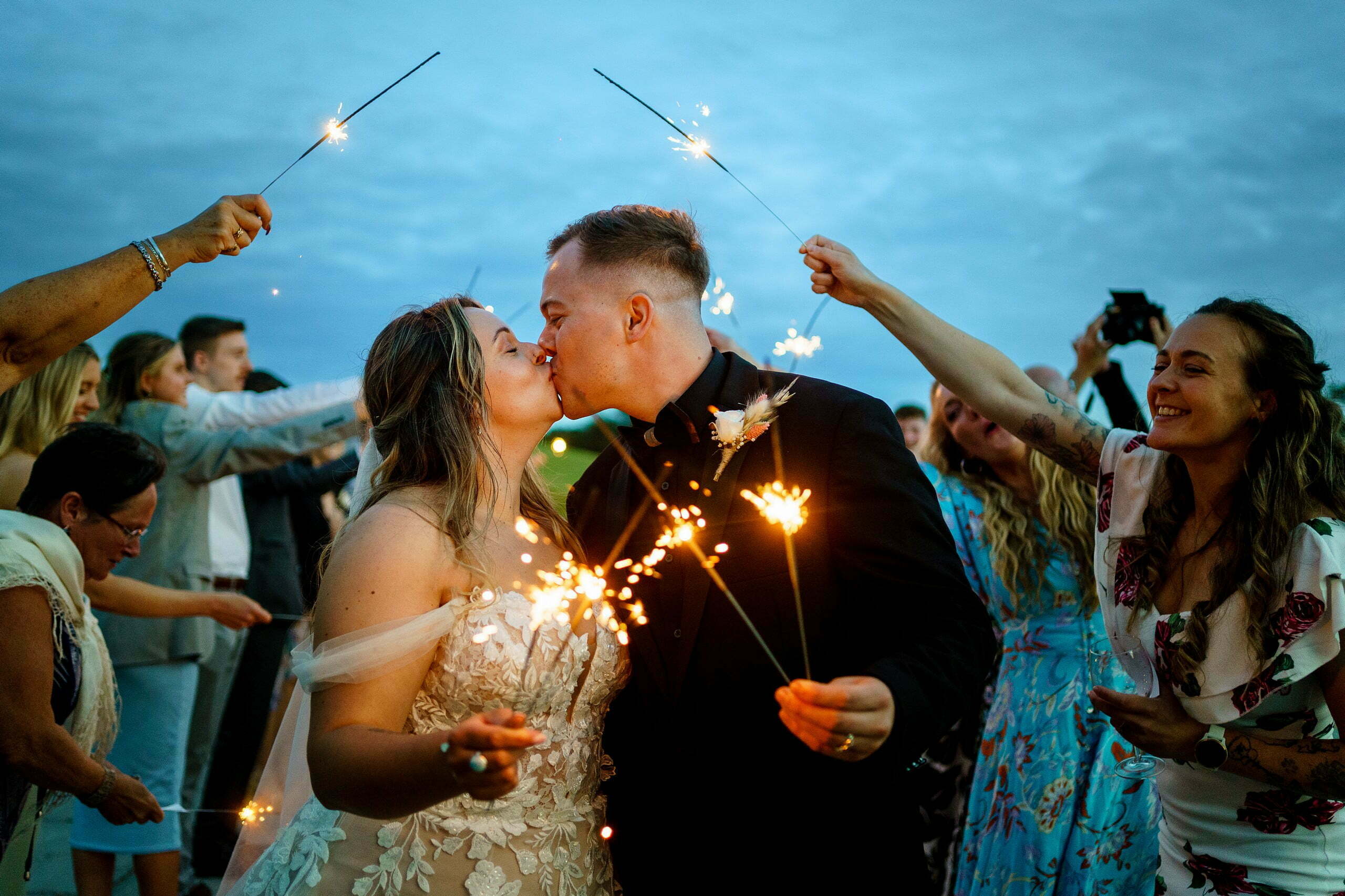 wedding sparklers at The Barn at Pengelly