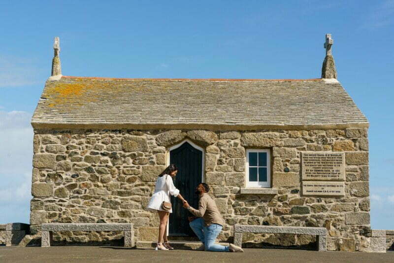 the island wedding proposal in st ives