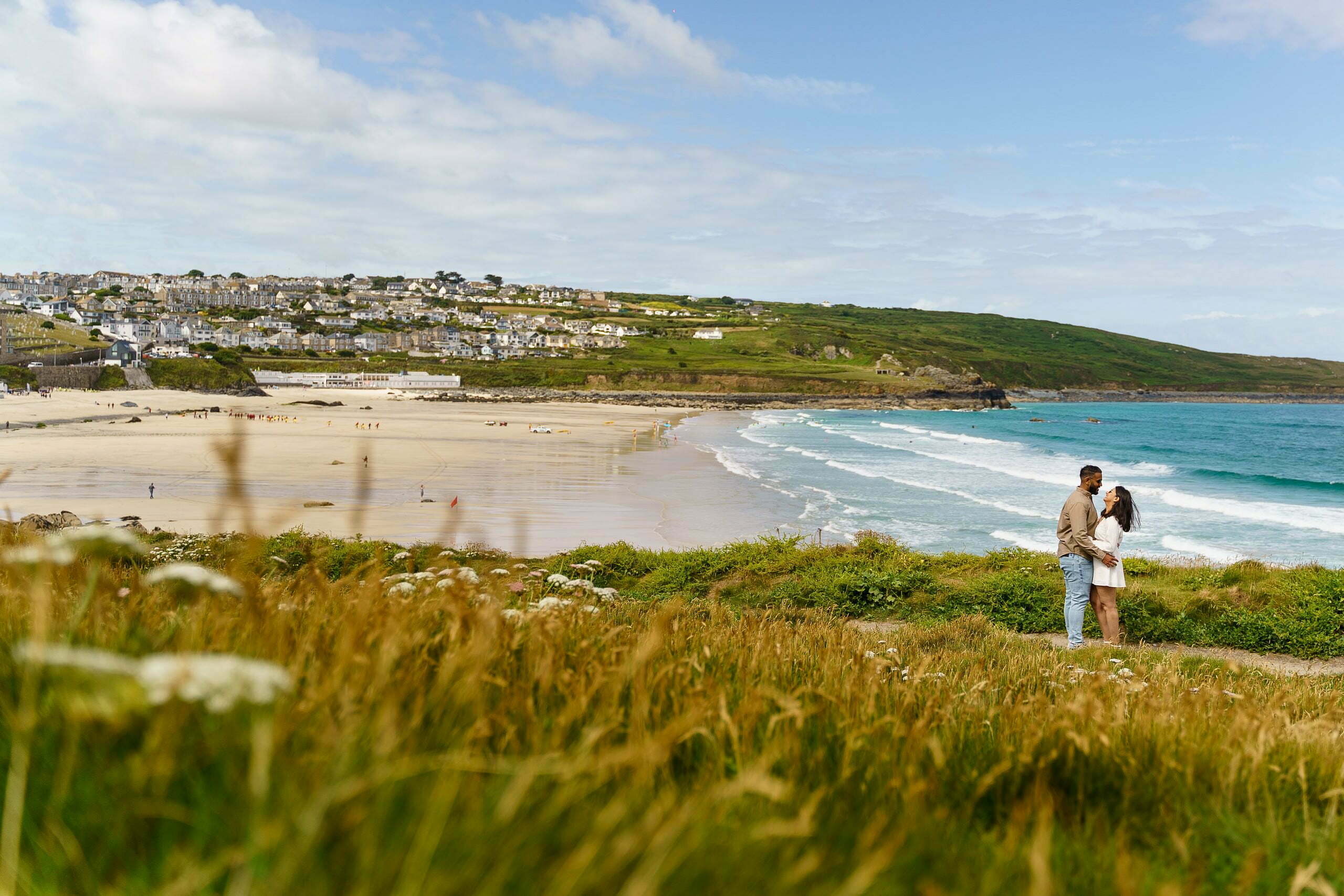 wedding proposal at Porthmeor beach in St Ives