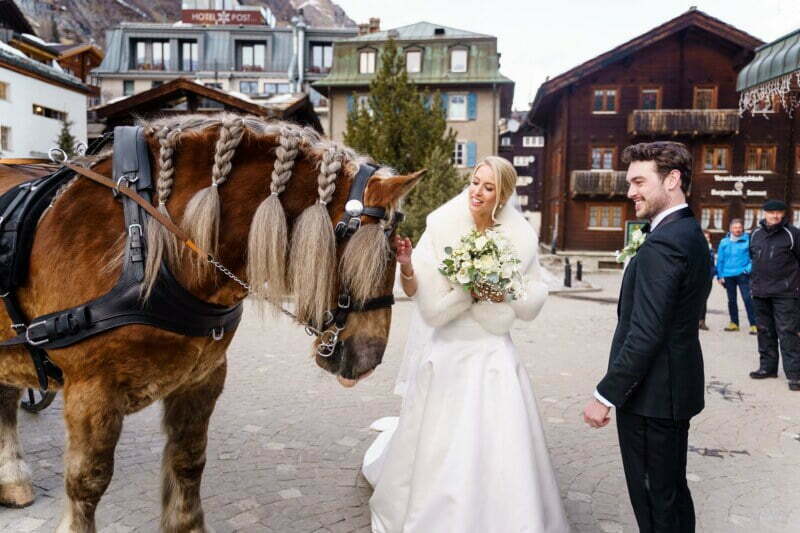 The Grand Zermatterhof Hotel Wedding Venue 24 Benny the carriage horse in Zermatt