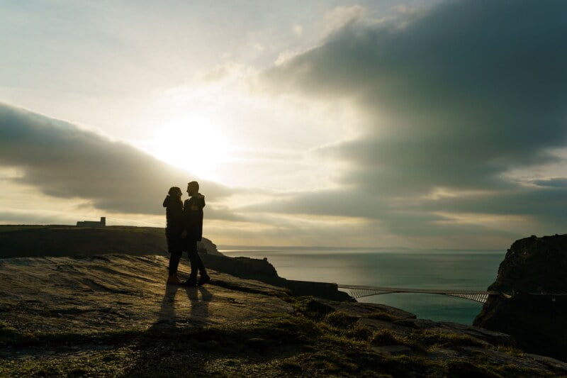 Sunset proposal at Tintagel Castle