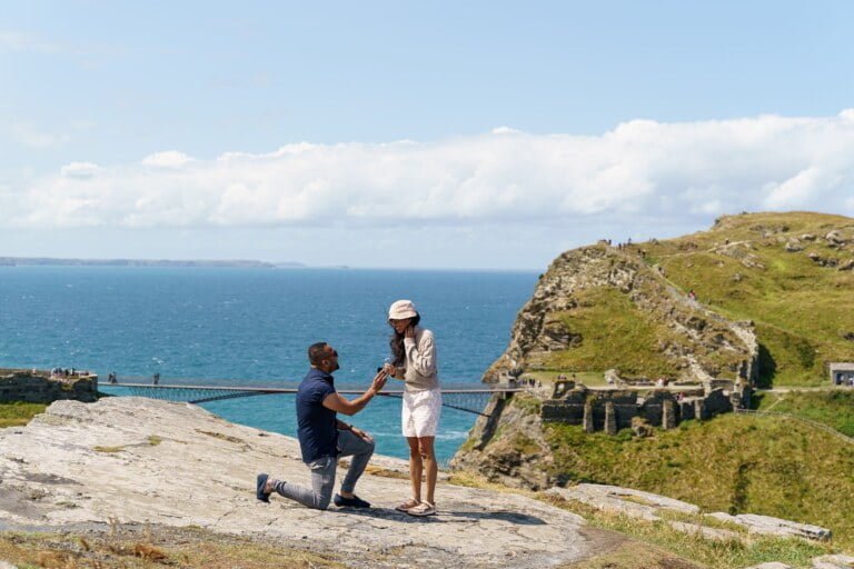 Romantic wedding proposal at Tintagel Castle 1 Proposal in Cornwall at Tintagel Castle