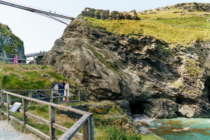 wedding proposal at Merlins cave in Tintagel