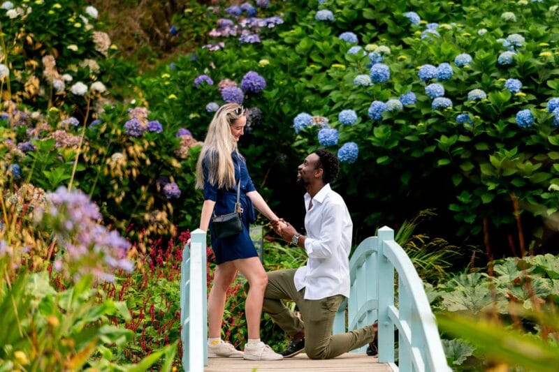 Top 10 places for a wedding proposal in Cornwall 2 mallard lake wedding proposal at Trebah gardens
