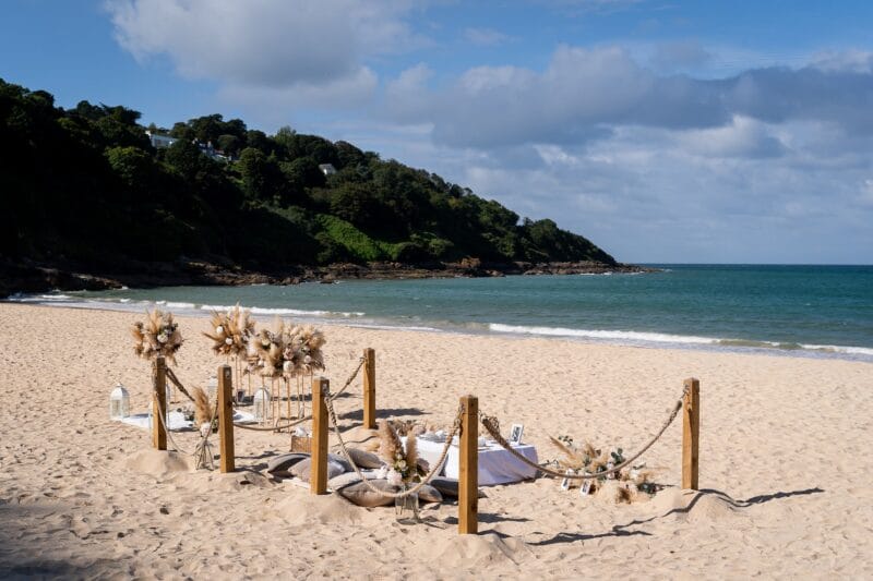 Top 10 places for a wedding proposal in Cornwall 317 wedding proposal set up - emily rose event hire