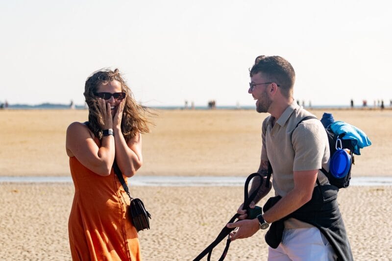 Top 10 places for a wedding proposal in Cornwall 75 excited wedding proposal at st Michaels mount