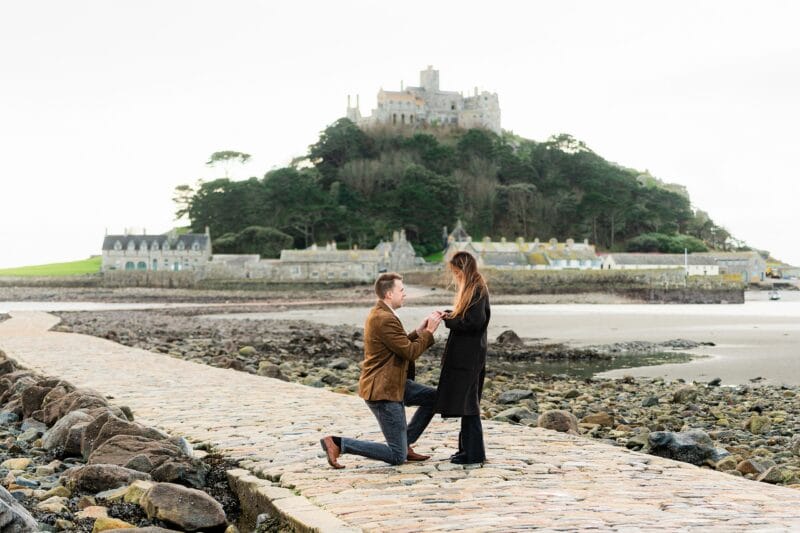 St Michael's Mount wedding proposal in the winder
