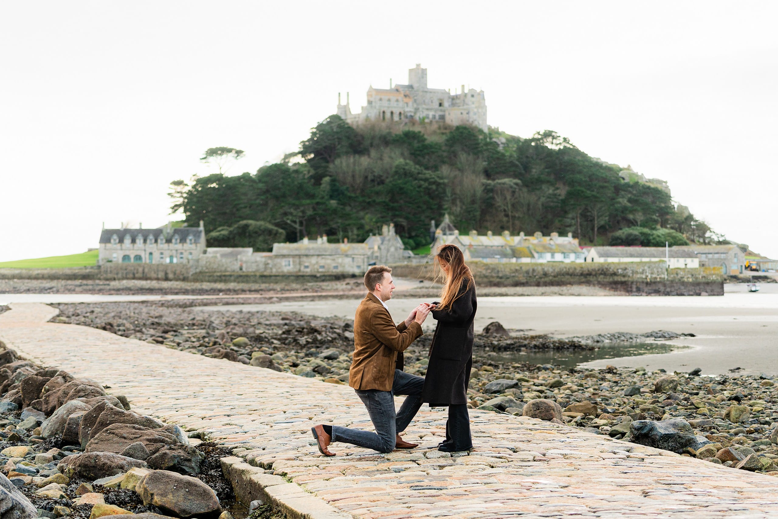 St Michael's Mount wedding proposal in the winder